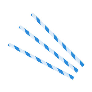 Paper Straws Regular 6 x 200mm - White/Blue Swirl - Image #1