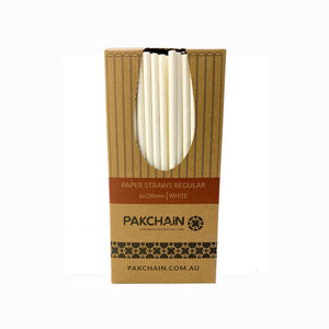 Paper Straws Regular 6 x 200mm - White