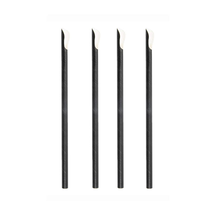 Paper Straws Spoon 8 x 210mm - Black - Image #1