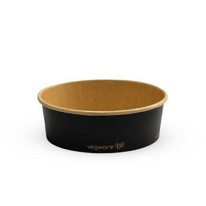 16oz/500ml Round Paper Takeaway Container - Aqueous Lined - Black - 150 Series - Image #1