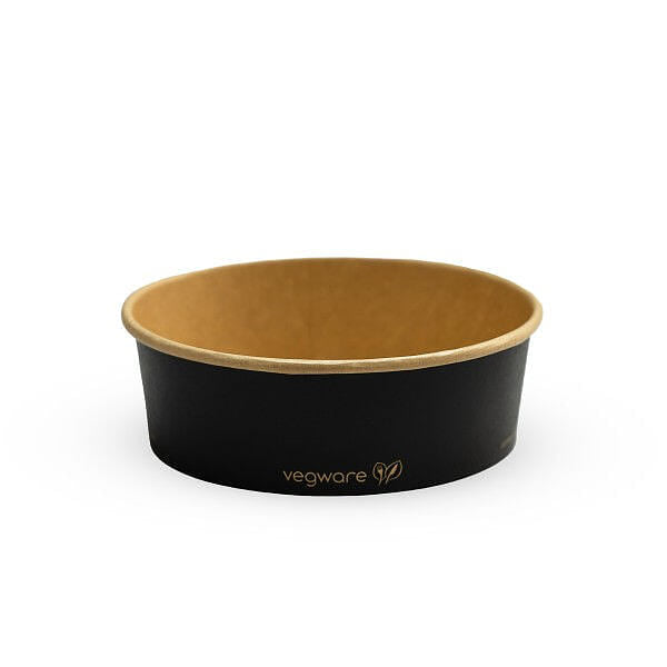 16oz/500ml Round Paper Takeaway Container - Aqueous Lined - Black - 150 Series - Image #1