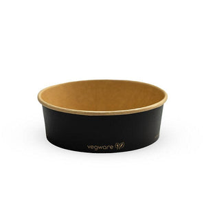 16oz/500ml Round Paper Takeaway Container - Aqueous Lined - Black - 150 Series - Image #1
