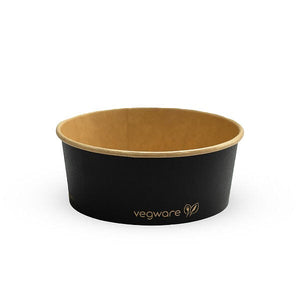 24oz/750ml Round Paper Takeaway Container - Aqueous Lined - Black - 150 Series - Image #1