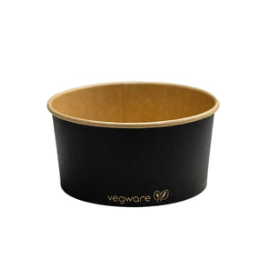 Round Paper Takeaway Container - Aqueous Lined - Black