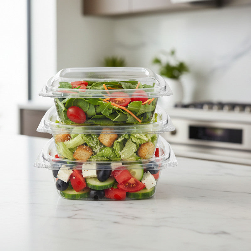 16oz (500ml) Rectangular Hinged Container - Clear PET - Image #2