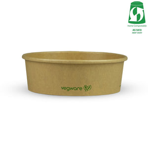 500ml / 16oz Round Paper Takeaway Container - Aqueous Lined - Kraft - 150 Series