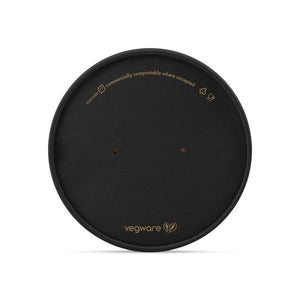 Round Paper Lid with Vents - Aqueous Lined - Black - 150 Series - Image #1
