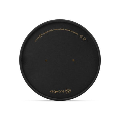Round Paper Lid with Vents - Aqueous Lined - Black - 150 Series - Image #1
