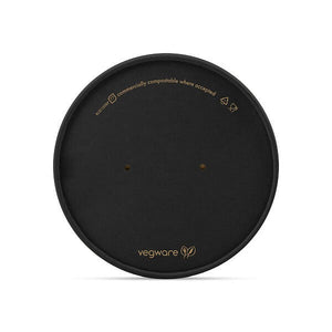 Round Paper Lid with Vents - Aqueous Lined - Black - 150 Series - Image #1