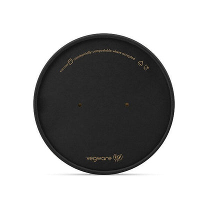 Round Paper Lid with Vents - Aqueous Lined - Black - 150 Series - Image #1