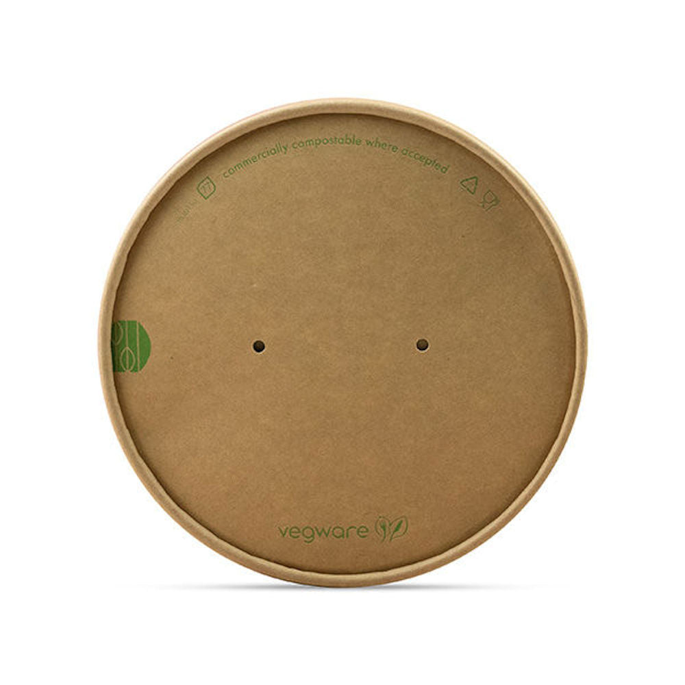 Round Paper Lid with Vents - Aqueous Lined - Kraft - 150 Series - Image #1