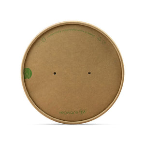 Round Paper Lid with Vents - Aqueous Lined - Kraft - 150 Series - Image #1