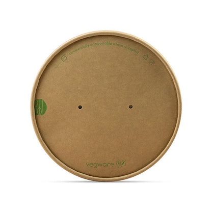 Round Paper Lid with Vents - Aqueous Lined - Kraft - 150 Series - Image #1