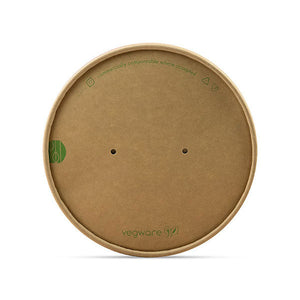 Round Paper Lid with Vents - Aqueous Lined - Kraft - 150 Series - Image #1