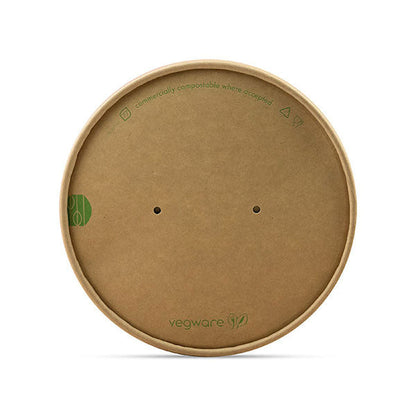 Round Paper Lid with Vents - Aqueous Lined - Kraft - 150 Series - Image #1