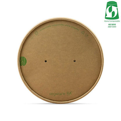 Round Paper Lid with Vents - Aqueous Lined - Kraft - 150 Series