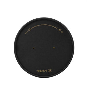 Round Paper Lid with Vents - Aqueous Lined - Black