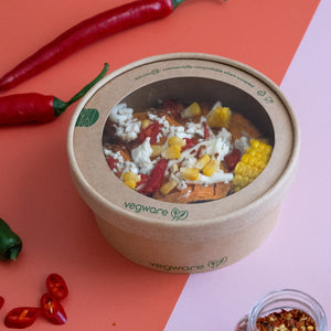 Round Microwavable Window Lid - Kraft - 150 Series