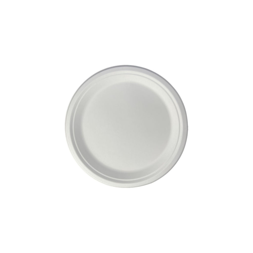 6 inch Round Bagasse Plate - PFAS Free - White