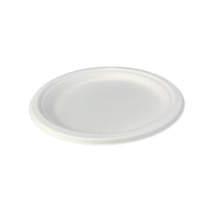 Round Plate 9" (23cm) PFAS Free White - Sugarcane