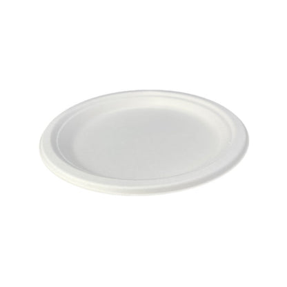 Round Plate 9" (23cm) PFAS Free White - Sugarcane