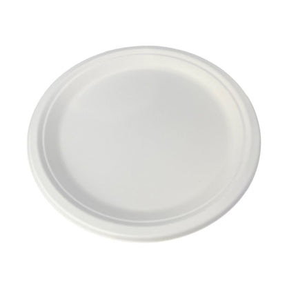 Round Plate 10" (25cm) PFAS Free White - Sugarcane