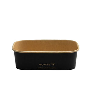 Rectangular Paper Takeaway Container - Aqueous Lined - Black