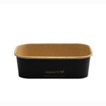 22oz/650ml Rectangular Paper Takeaway Container - Aqueous Lined - Black - Image #1