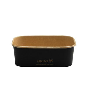 Rectangular Paper Takeaway Container - Aqueous Lined - Black