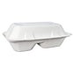 Snack Clam Large 9 x 6" (2 sections) White - Sugarcane