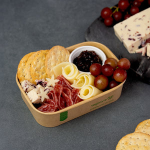 650ml / 22oz Rectangular Paper Takeaway Container - Aqueous Lined - Kraft