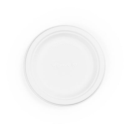 6" (15cm) Round Plant Fibre Plate - PFAS Free - White - Image #1