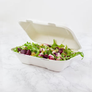 9" x 6" Snack Clam - Large - Plant Fibre - PFAS Free - White - Image #2
