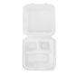 Dinner Clam Regular 9x9" (3 sections) White - Sugarcane