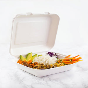 9" x 8" Dinner Clam - Large - Plant Fibre - PFAS Free - White - Image #2