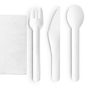 16cm Paper Cutlery Set - Knife, Fork, Spoon & Napkin - Ready-to-Serve - Image #1