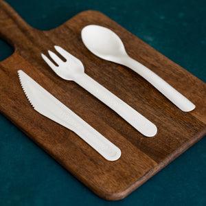 16cm High Grade Paper Cutlery Set - Knife, Fork, Spoon, Napkin