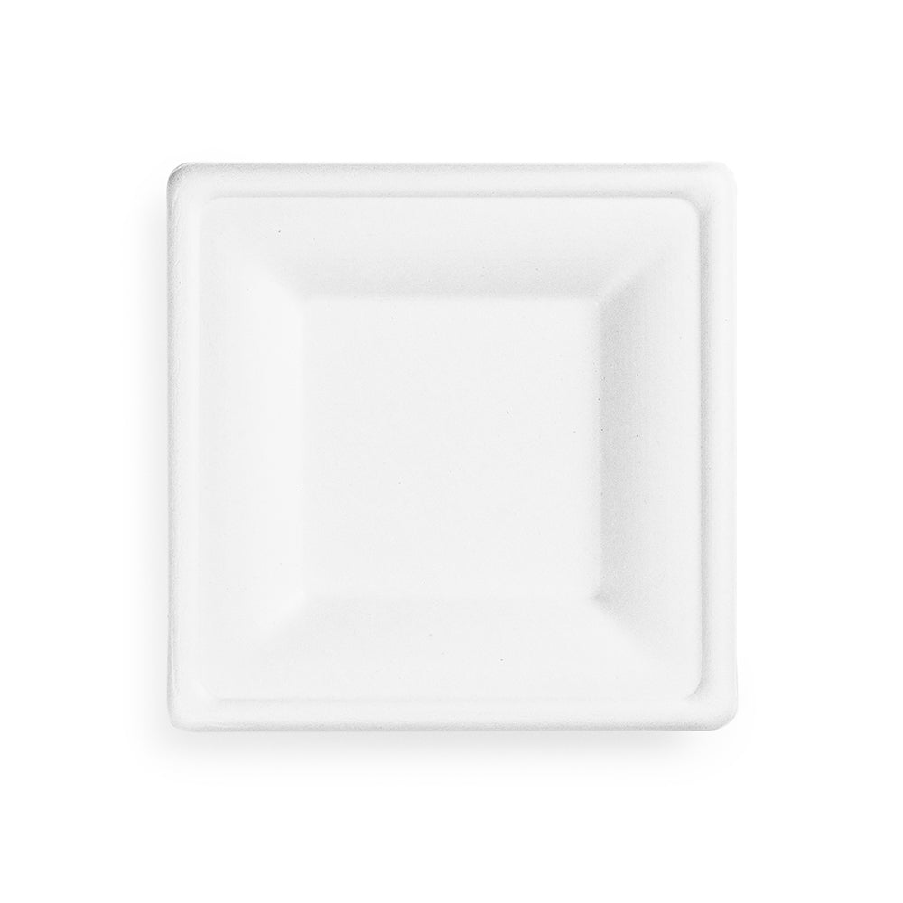 6" (15cm) Square Plant Fibre Plate - PFAS Free - White - Image #1