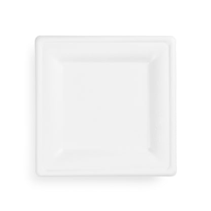 8" (20cm) Square Plant Fibre Plate - PFAS Free - White