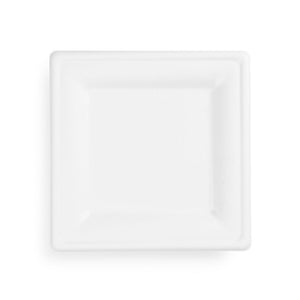 8" (20cm) Square Plant Fibre Plate - PFAS Free - White - Image #1