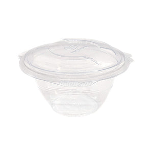 8oz (250ml) Round Salad Clamshell / Hinged Show Bowl - PLA Clear