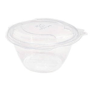 16oz (500ml) Round Salad Clamshell / Hinged Show Bowl - PLA Clear