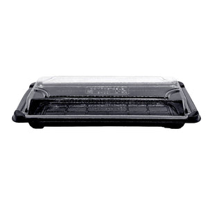 20 x 7 x 5cm PLA Black Sushi Tray & Clear Lid - Image #1