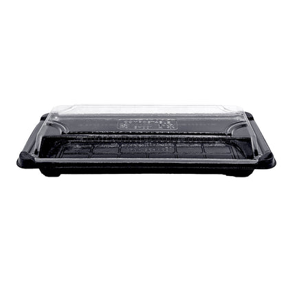 20 x 7 x 5cm PLA Black Sushi Tray & Clear Lid - Image #1