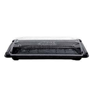 20 x 7 x 5cm PLA Black Sushi Tray & Clear Lid - Image #1