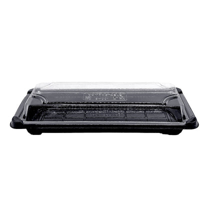 20 x 7 x 5cm PLA Black Sushi Tray & Clear Lid - Image #1