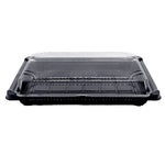 19 x 11 x 4.5cm PLA Black Sushi Tray & Clear Lid - Image #1