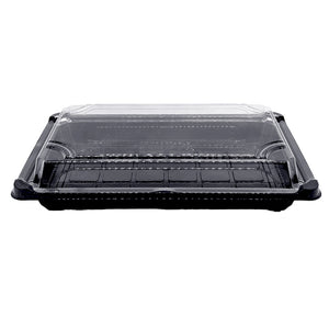 19 x 11 x 4.5cm PLA Black Sushi Tray & Clear Lid - Image #1