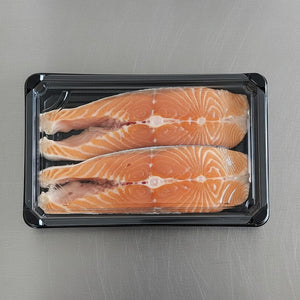 19 x 11 x 4cm PLA Black Sushi Tray & Clear Lid