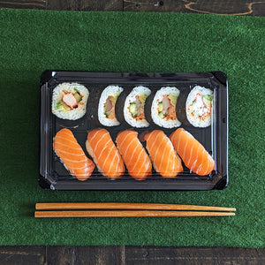 #3 PLA Sushi Tray (black) & Lid (clear) - 19 x 11 x 4.5cm